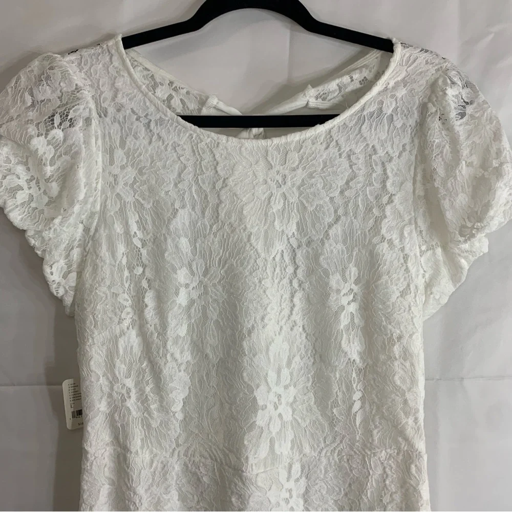 NWT Free People Hailee Lace Mini Dress in White, size L - Picture 5 of 16